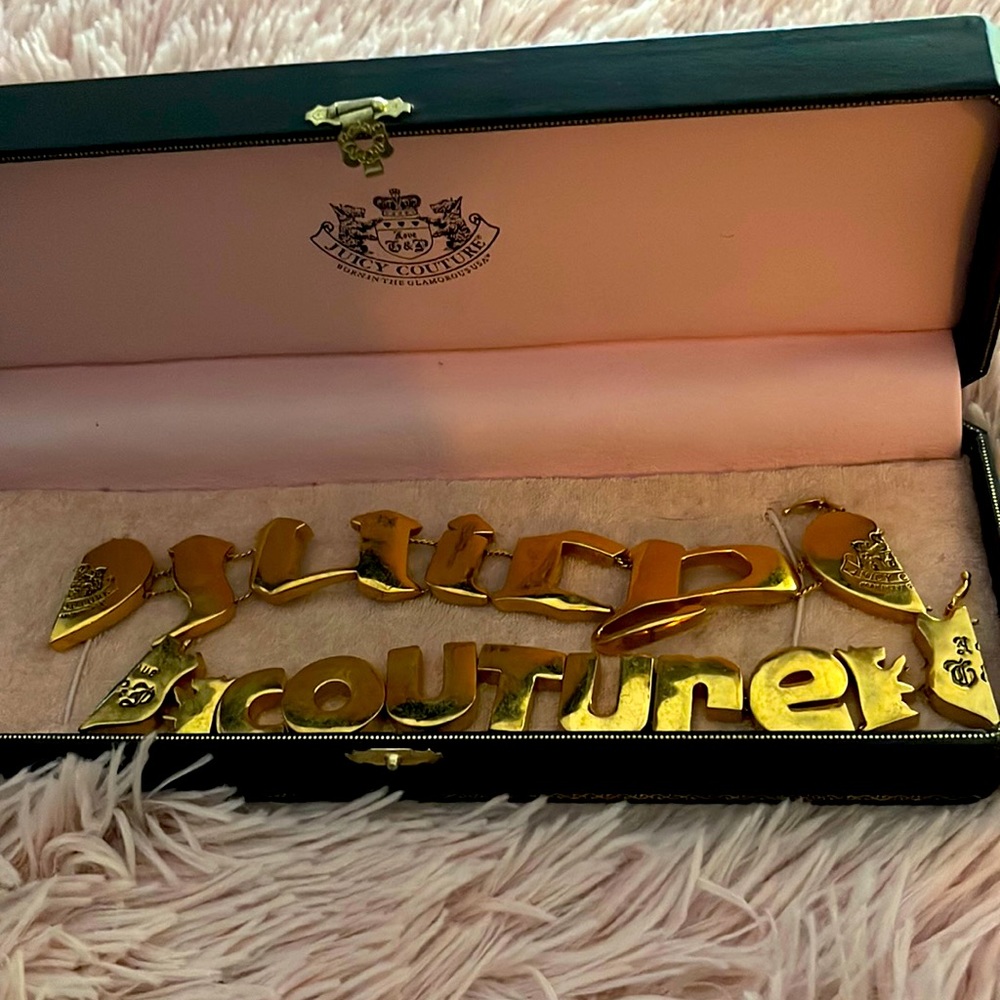 Gold-tone Juicy Couture bracelet that spells Couture! Nostalgia!!!